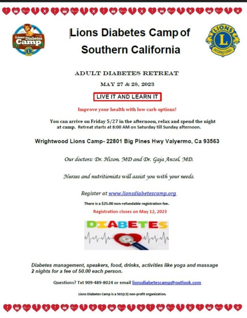 Lions Diabetes Camp of So Cal Flyer
