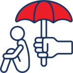 Icon of an umbrella being held over a homeless person