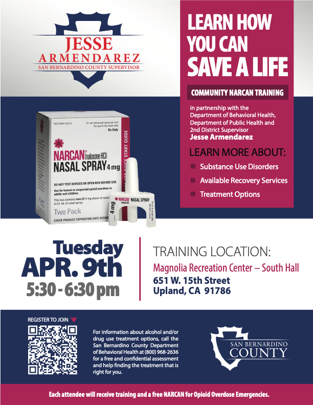 narcan training in upland