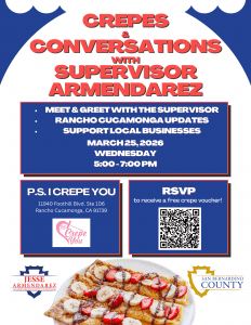 Flyer for crepes and conversations event on march 25