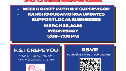 Flyer for crepes and conversations event on march 25