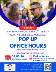 Pop up office hours for Supervisor armendarez office. 