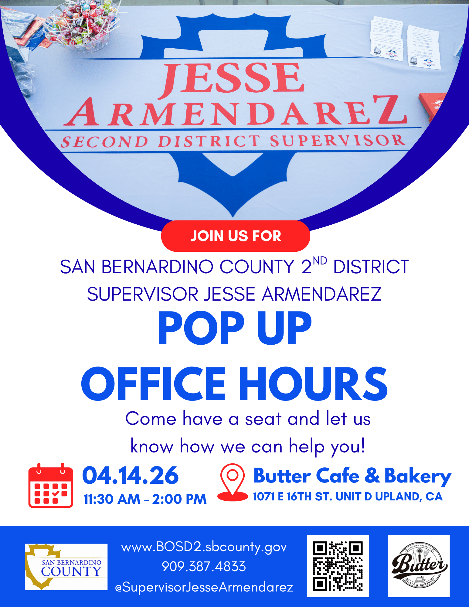 4/14/2026 Pop Up Office Hours at Butter Cafe in Upland, CA.